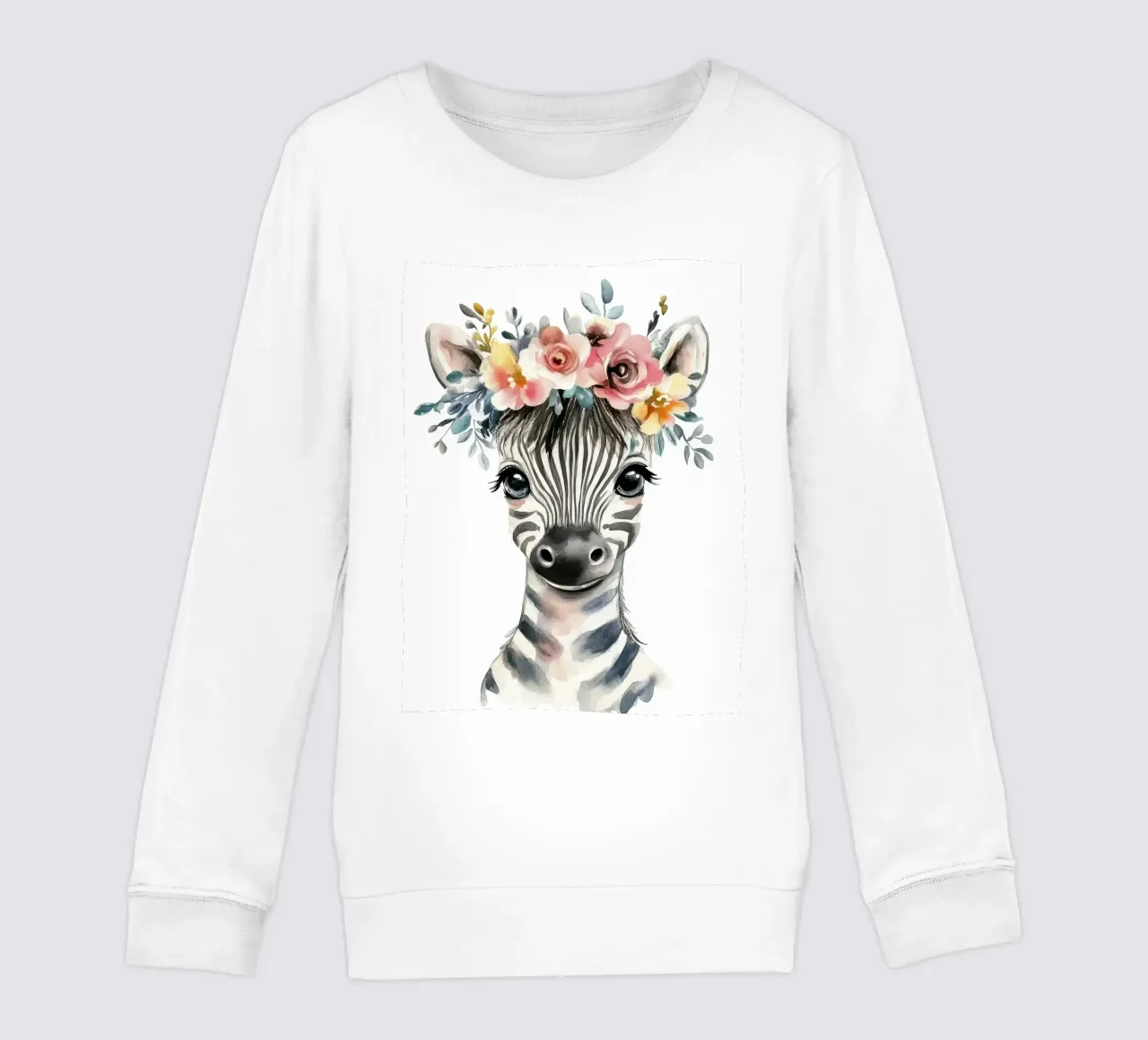 Simpatica zebra con corona floreale felpa bambino da Damion Francis