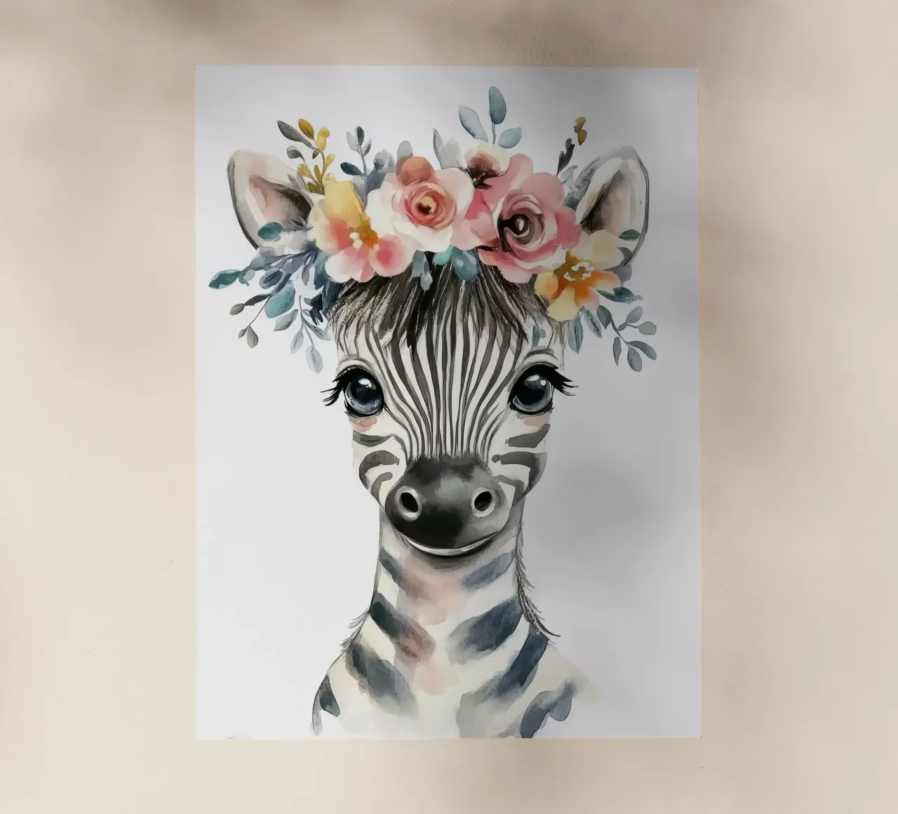 Simpatica zebra con corona floreale pellicola backlit da Damion Francis