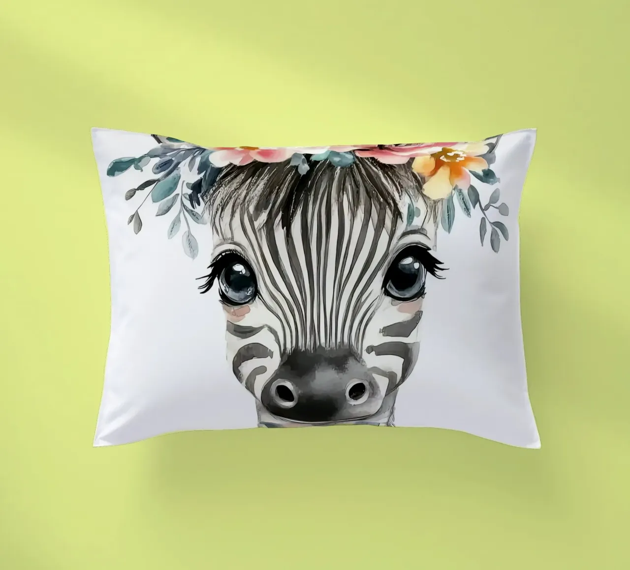 Simpatica zebra con corona floreale cuscino da Damion Francis