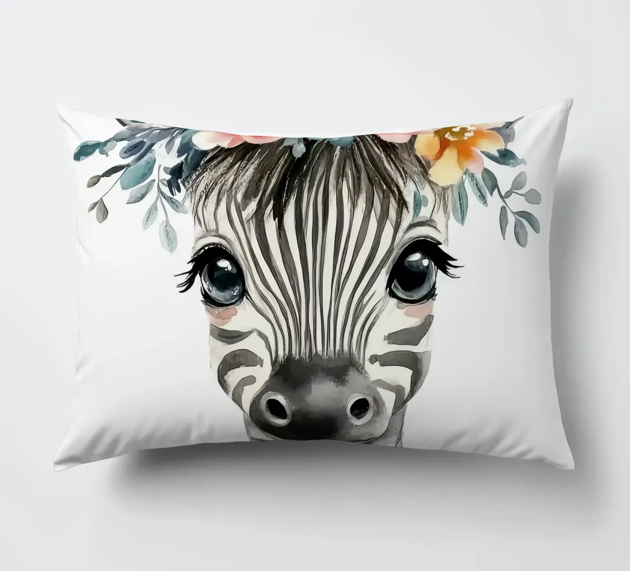 Simpatica zebra con corona floreale cuscino da Damion Francis