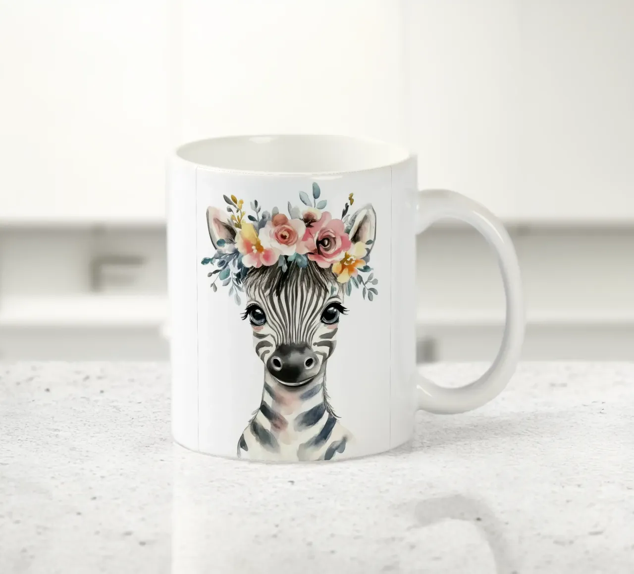 Simpatica zebra con corona floreale tazza in ceramica da Damion Francis