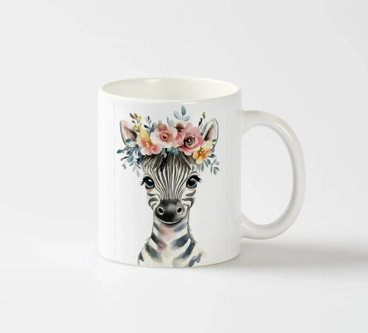 Simpatica zebra con corona floreale tazza in ceramica da Damion Francis
