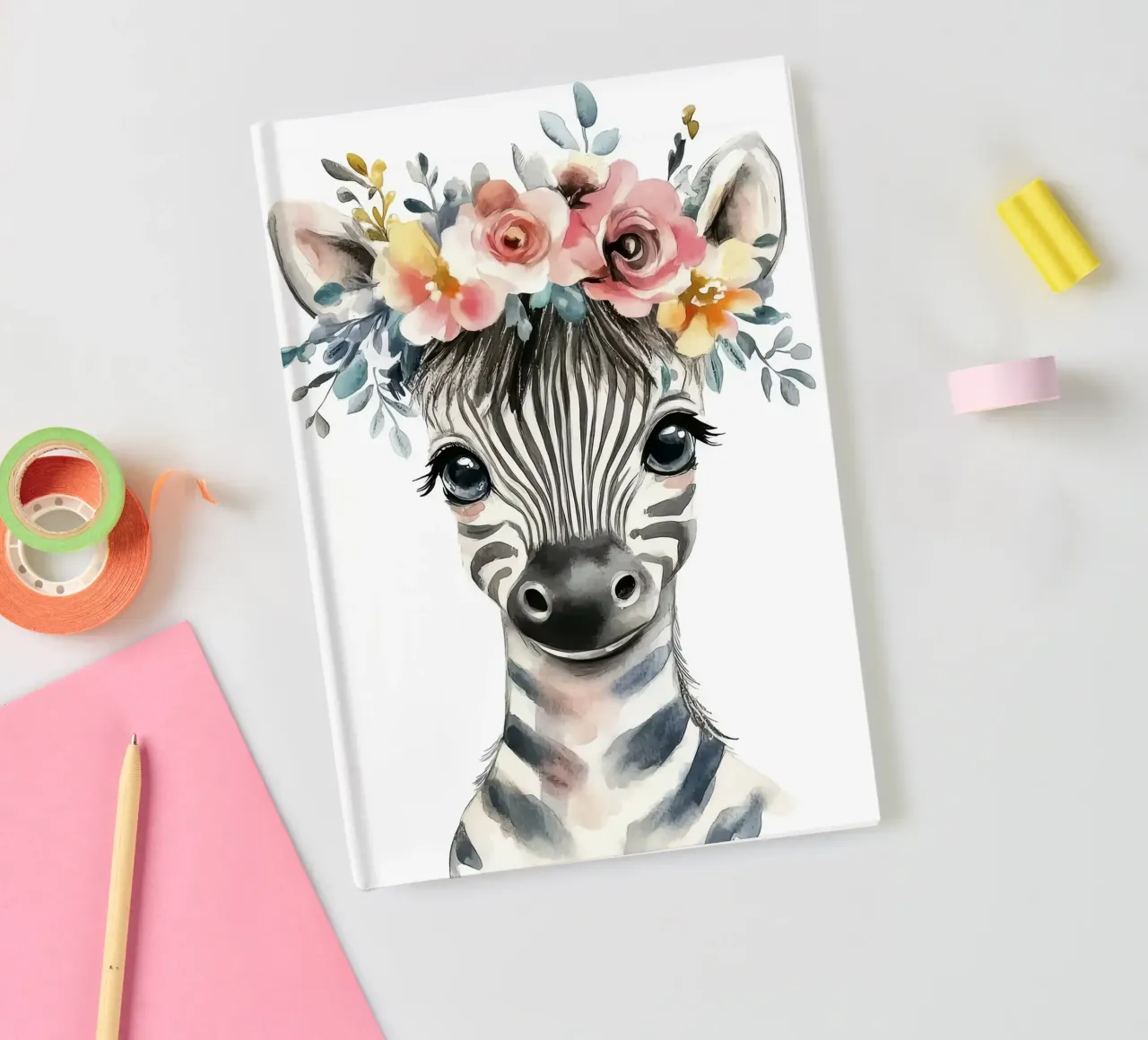 Simpatica zebra con corona floreale diario da Damion Francis