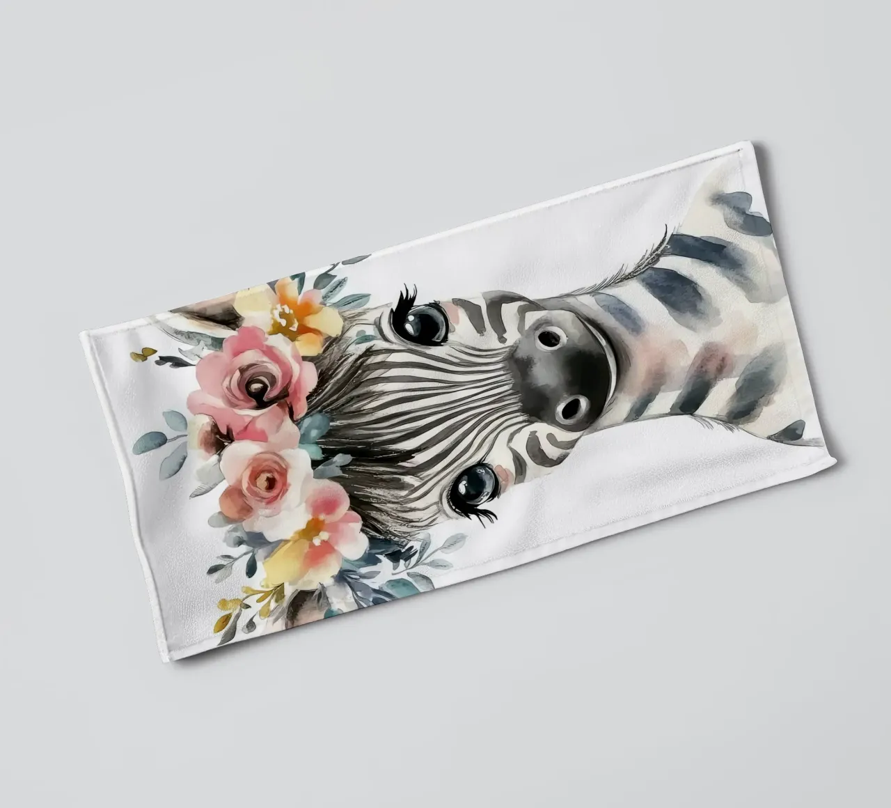 Simpatica zebra con corona floreale asciugamano da bagno da Damion Francis