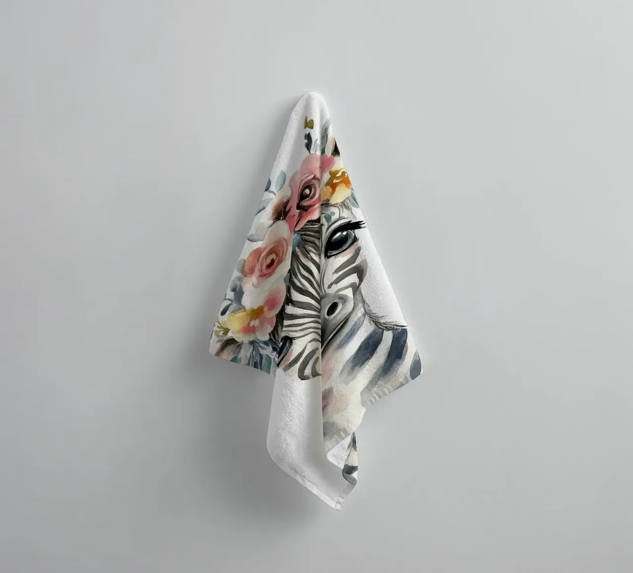 Simpatica zebra con corona floreale asciugamano da bagno da Damion Francis