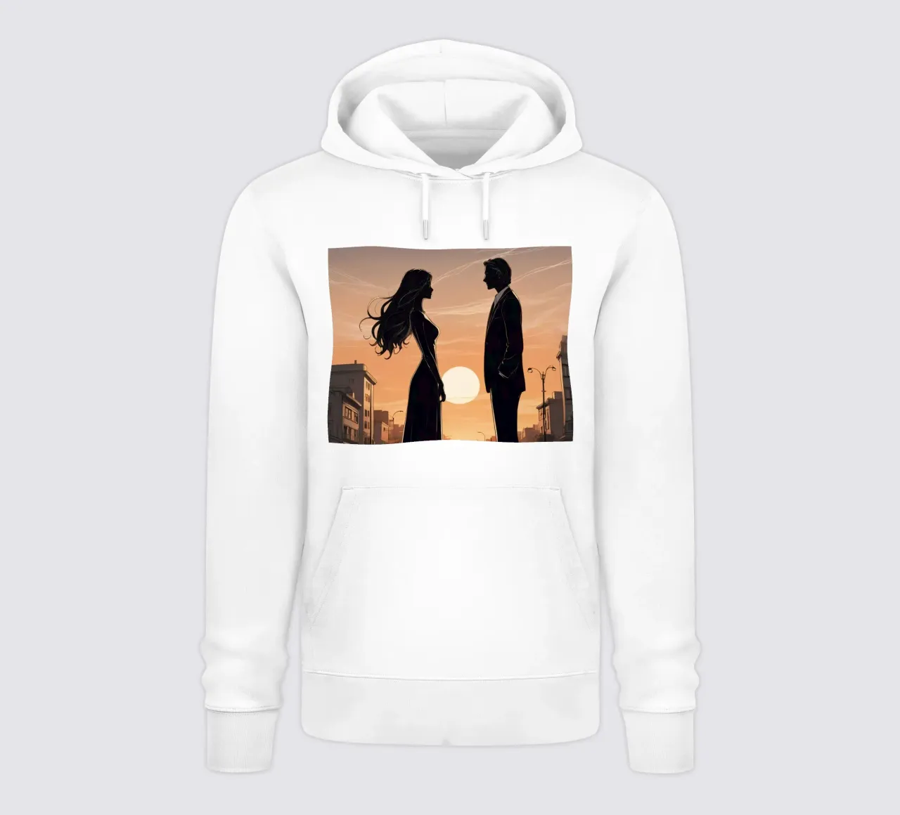 Coppia in strada al tramonto felpa con cappuccio da DesignDoodle