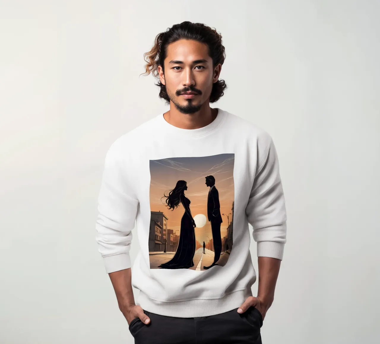 Couple dans une rue de la ville au coucher du soleil sweat de DesignDoodle