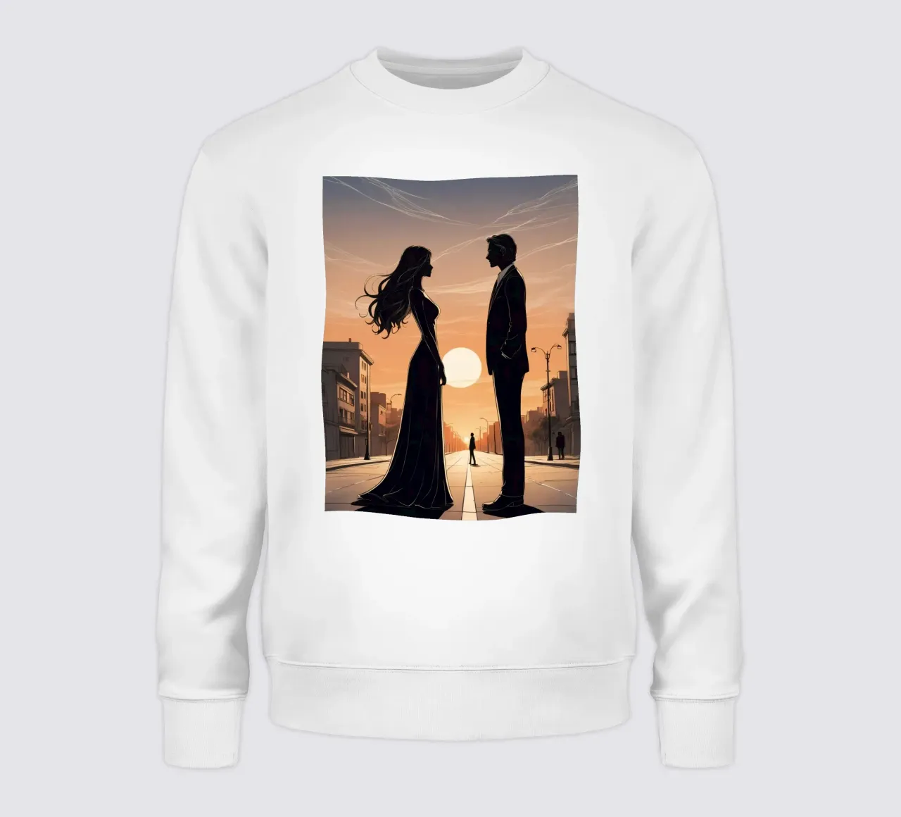 Couple dans une rue de la ville au coucher du soleil sweat de DesignDoodle