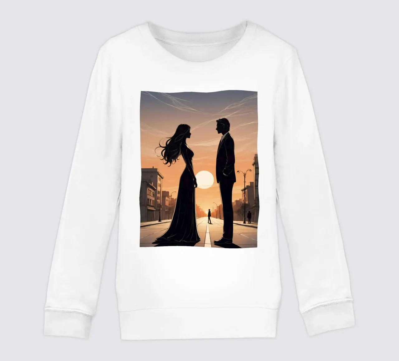 Coppia in strada al tramonto felpa bambino da DesignDoodle