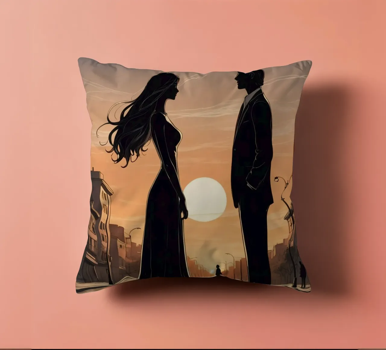 Coppia in strada al tramonto cuscino da DesignDoodle