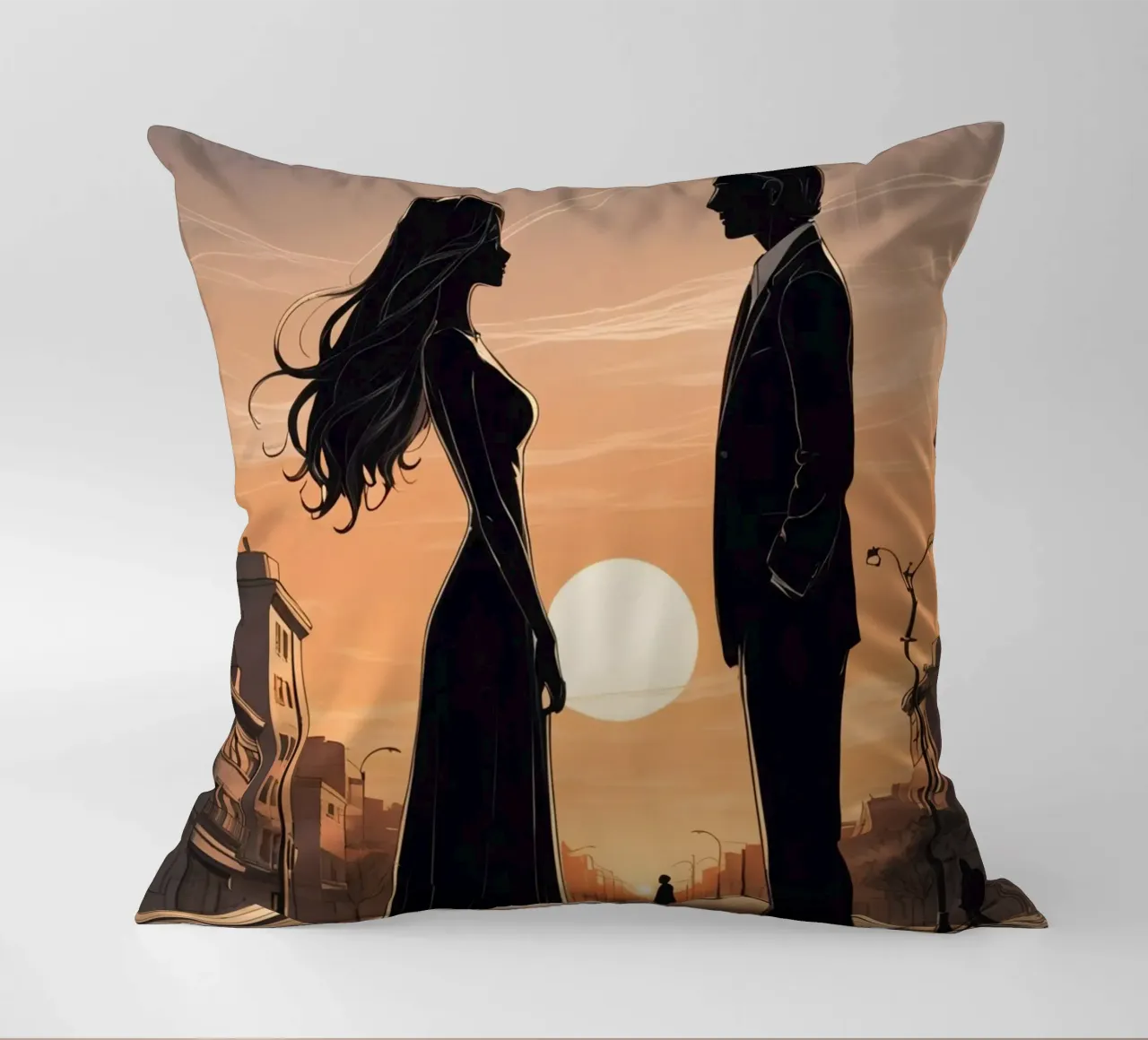 Coppia in strada al tramonto cuscino da DesignDoodle