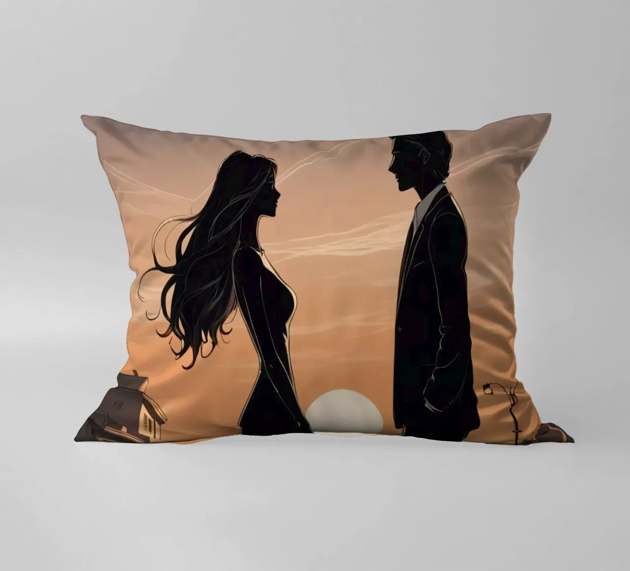 Coppia in strada al tramonto cuscino da DesignDoodle