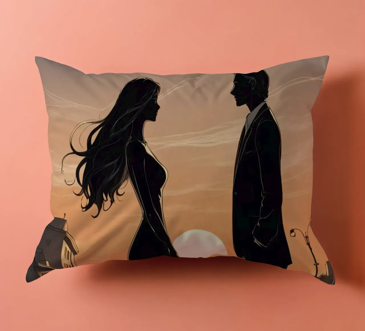 Coppia in strada al tramonto cuscino da DesignDoodle