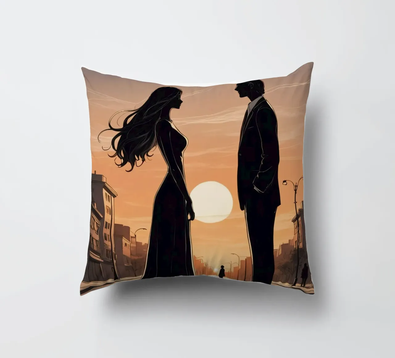Coppia in strada al tramonto cuscino da DesignDoodle