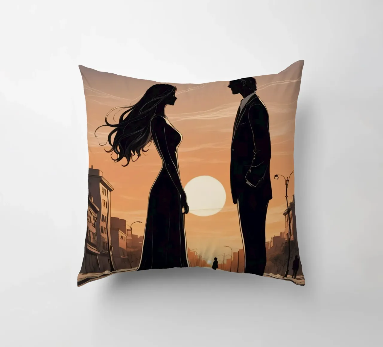 Coppia in strada al tramonto cuscino da DesignDoodle