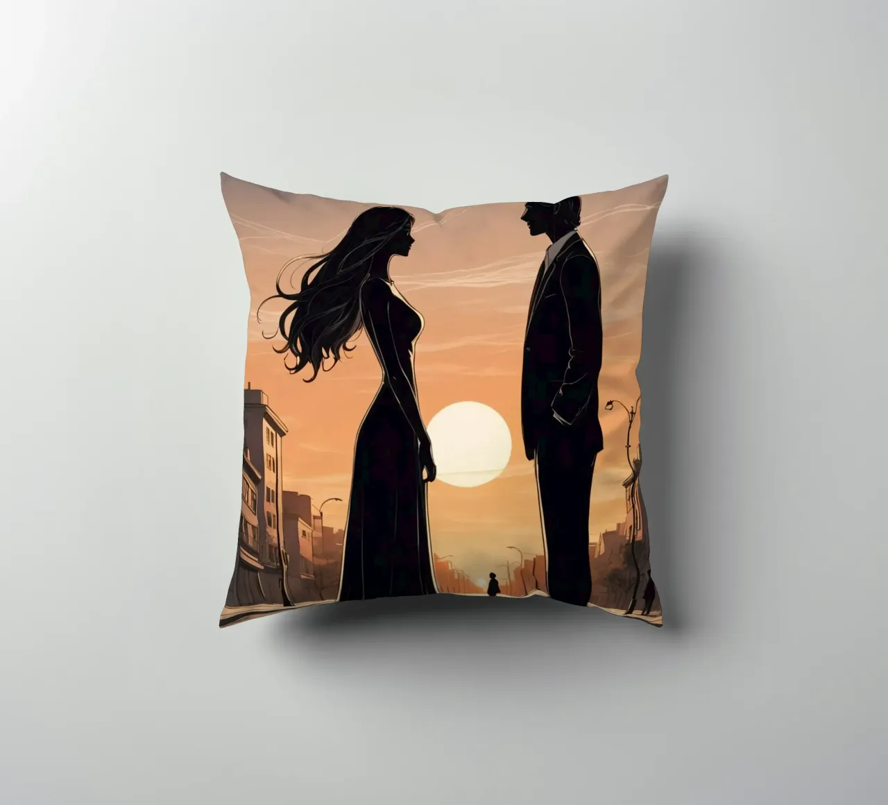 Coppia in strada al tramonto cuscino da DesignDoodle