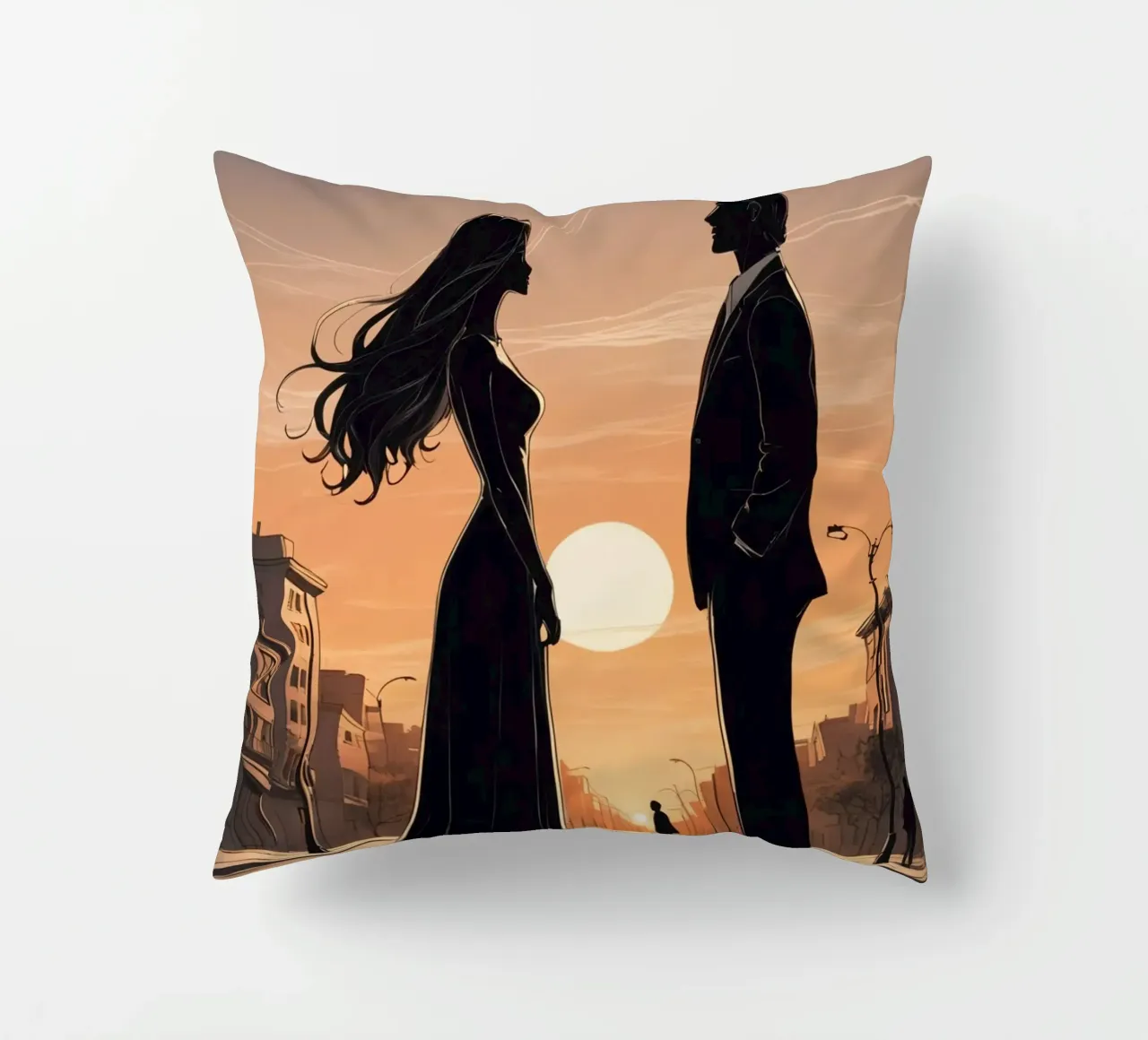 Coppia in strada al tramonto cuscino da DesignDoodle