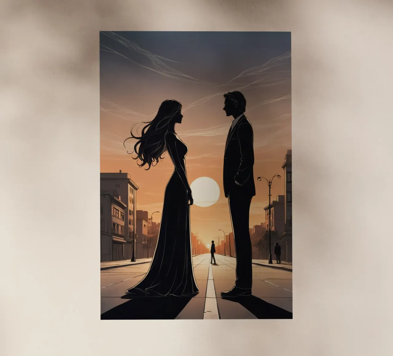 Coppia in strada al tramonto pellicola backlit da DesignDoodle