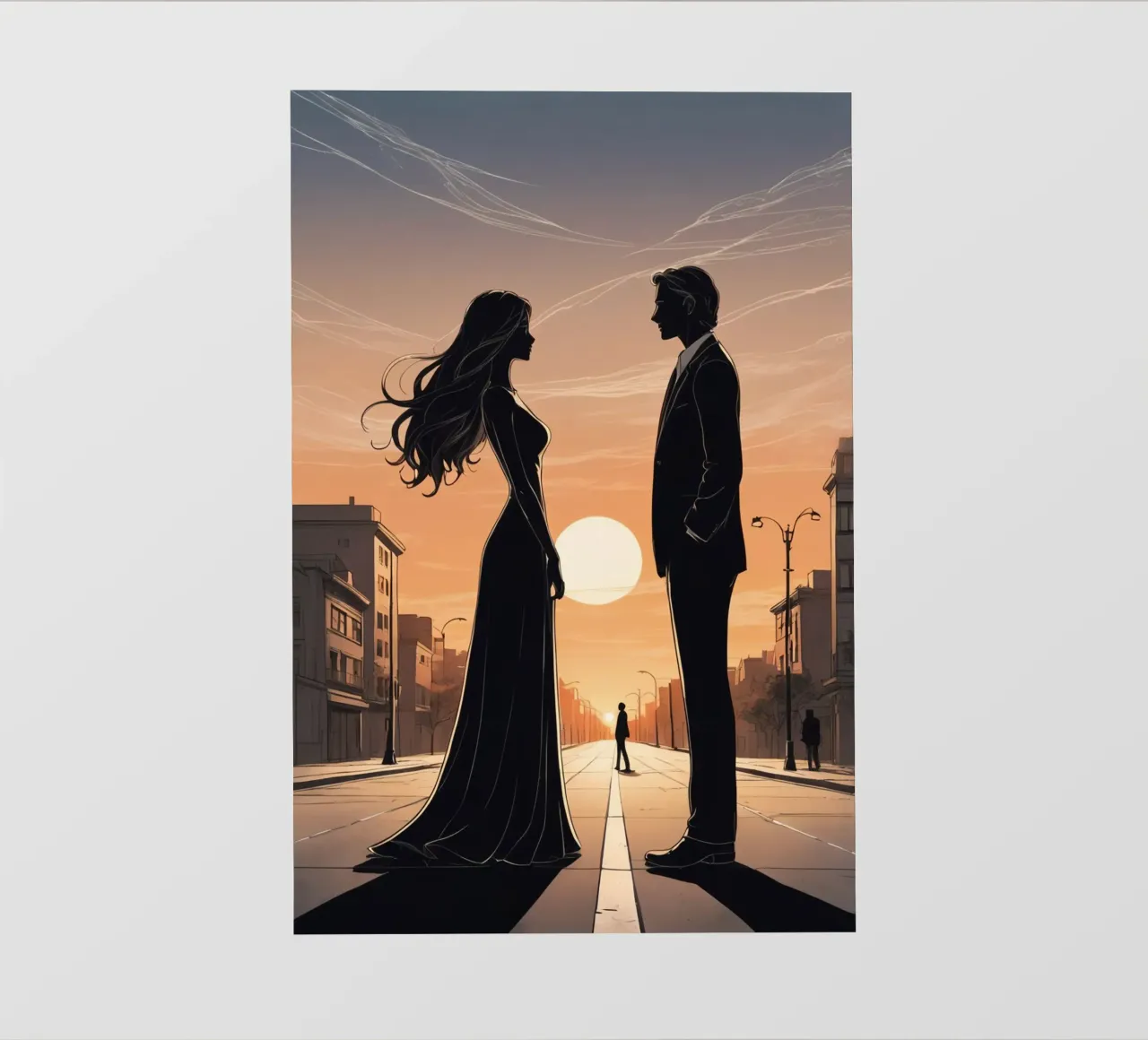 Coppia in strada al tramonto pellicola backlit da DesignDoodle