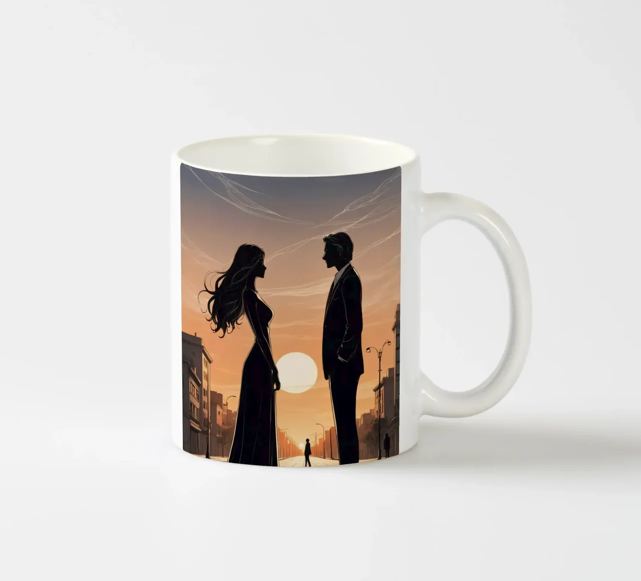 Coppia in strada al tramonto tazza in ceramica da DesignDoodle