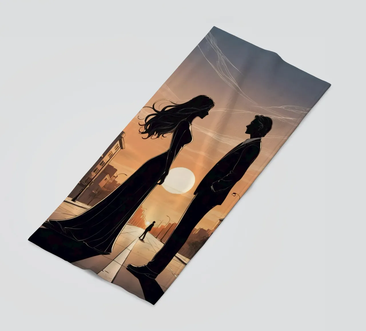 Coppia in strada al tramonto telo mare da DesignDoodle