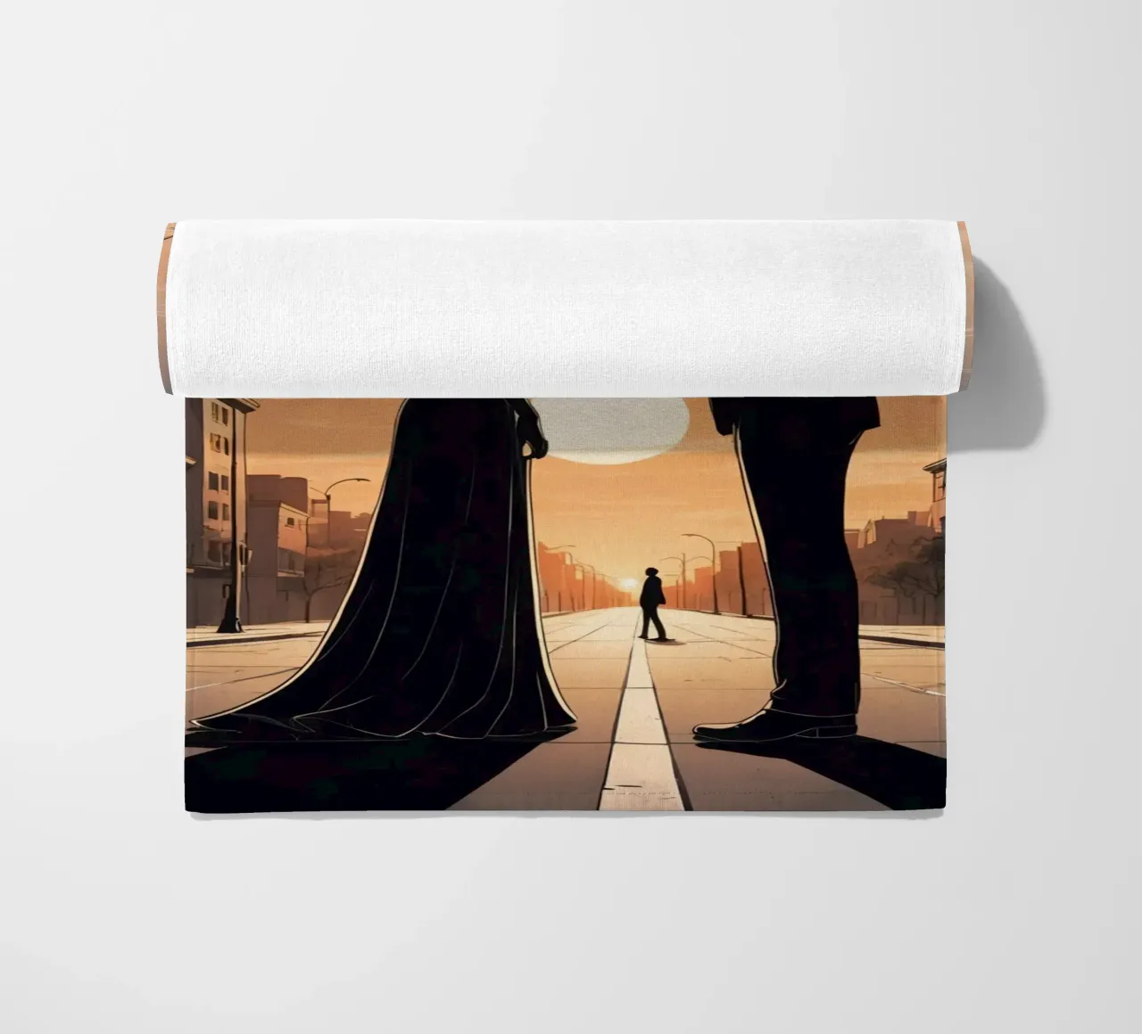 Coppia in strada al tramonto telo mare da DesignDoodle