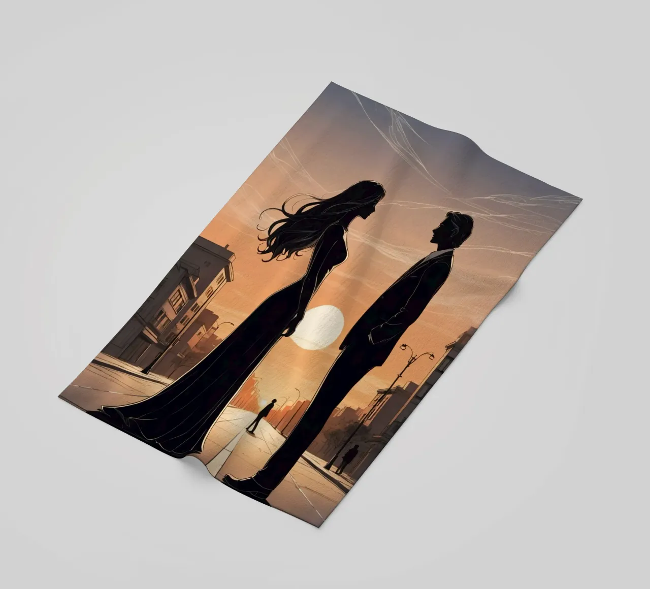 Coppia in strada al tramonto telo mare da DesignDoodle