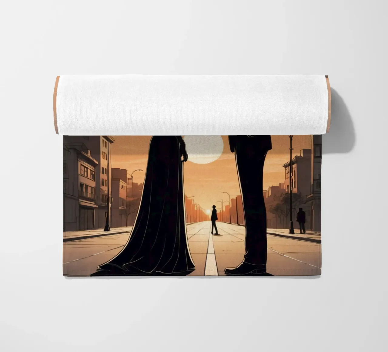 Coppia in strada al tramonto telo mare da DesignDoodle
