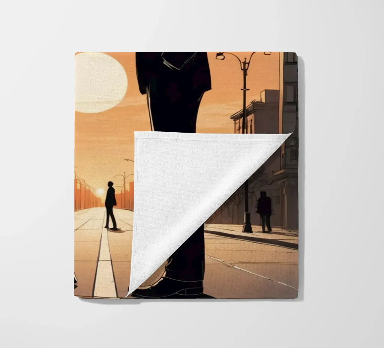Coppia in strada al tramonto telo mare da DesignDoodle