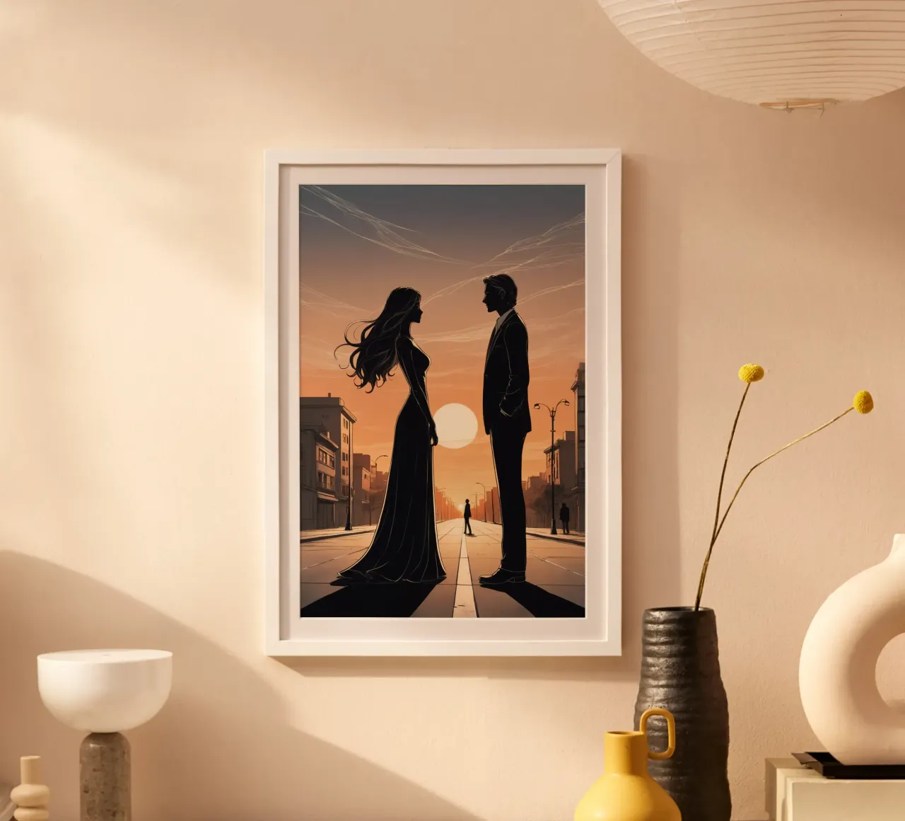 Coppia in strada al tramonto carta hahnemühle da DesignDoodle