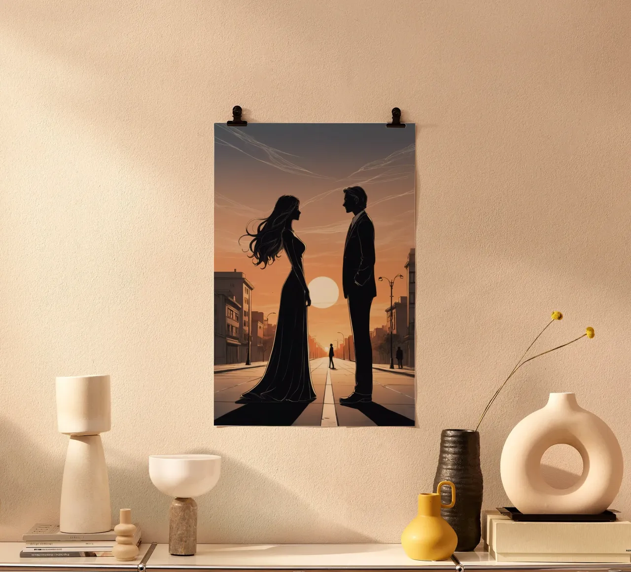 Coppia in strada al tramonto carta hahnemühle da DesignDoodle