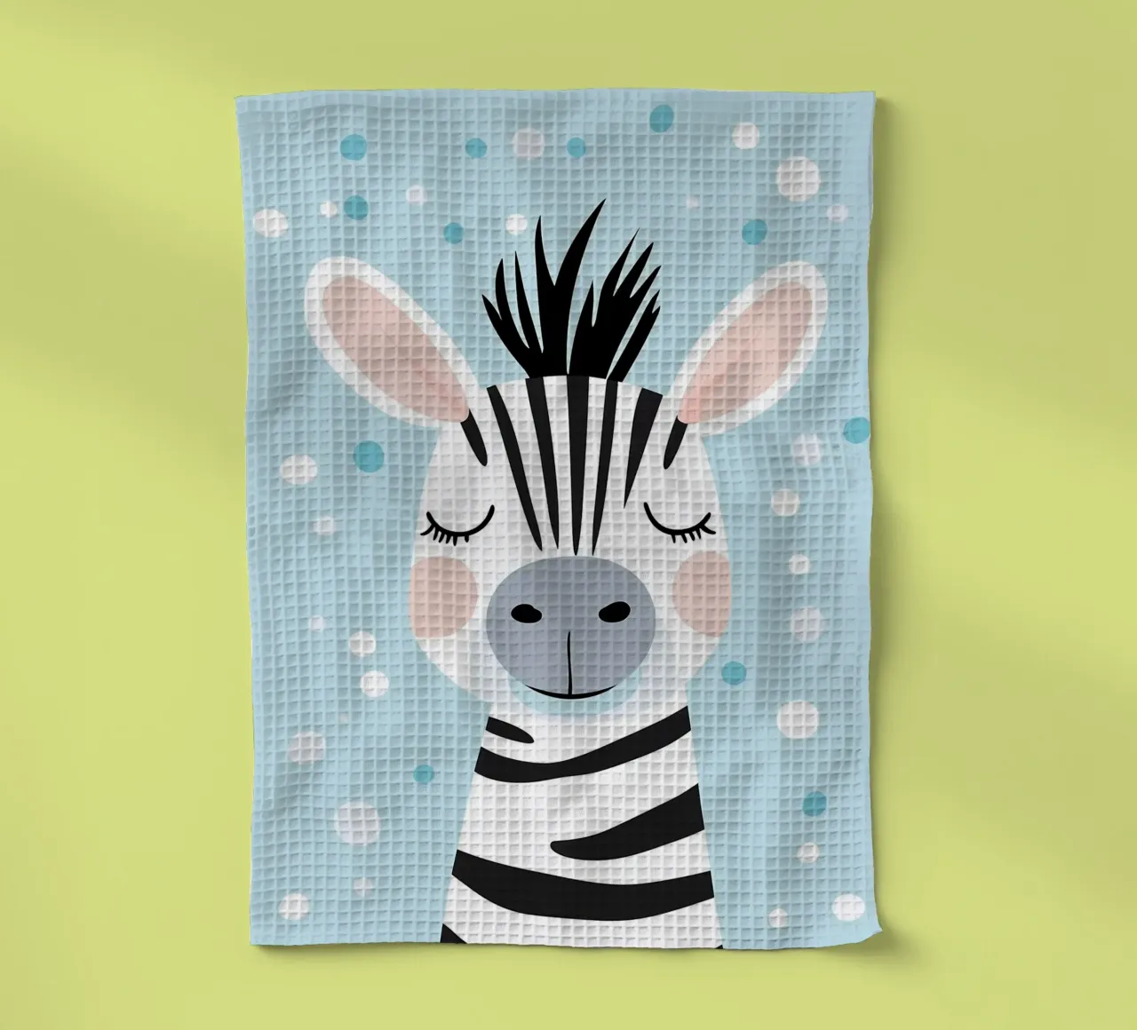 Portrait d'un mignon zèbre sur fond bleu torchon de Damion Francis