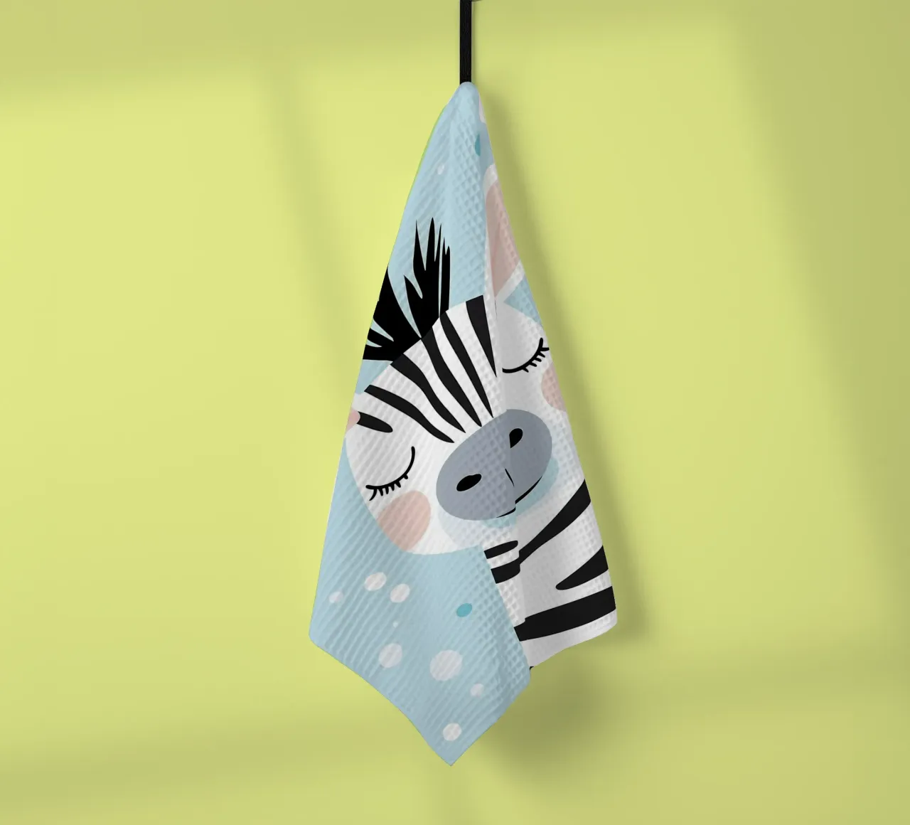 Portrait d'un mignon zèbre sur fond bleu torchon de Damion Francis