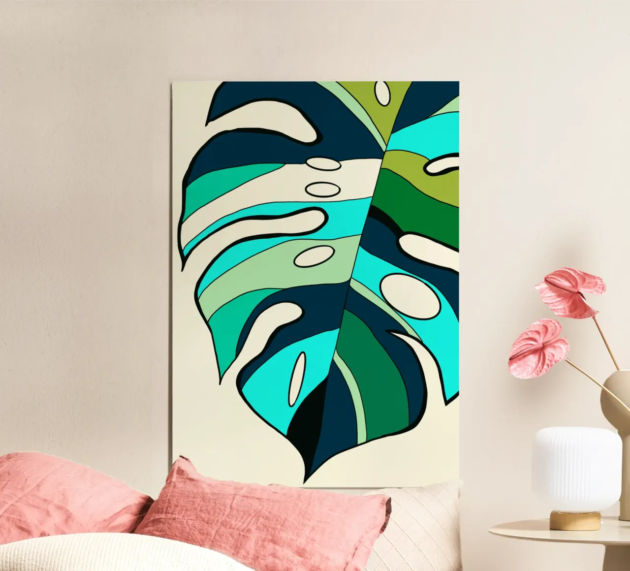 Monstera colorata 04 alluminio dibond da Little Dean