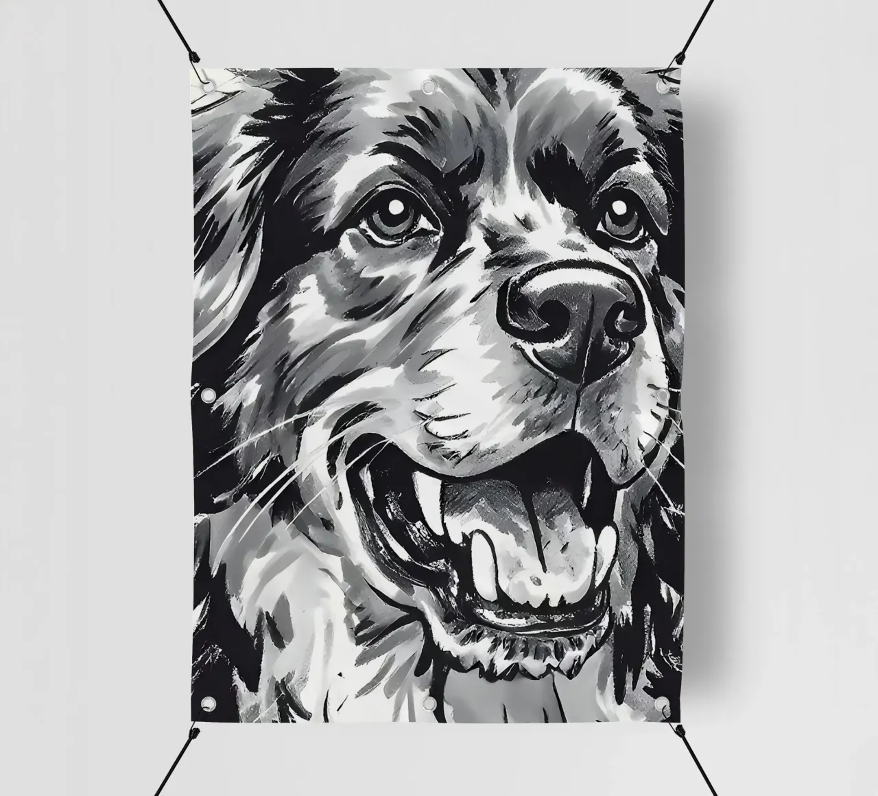 Ritratto di cane in bianco e nero telo in pvc da Damion Francis