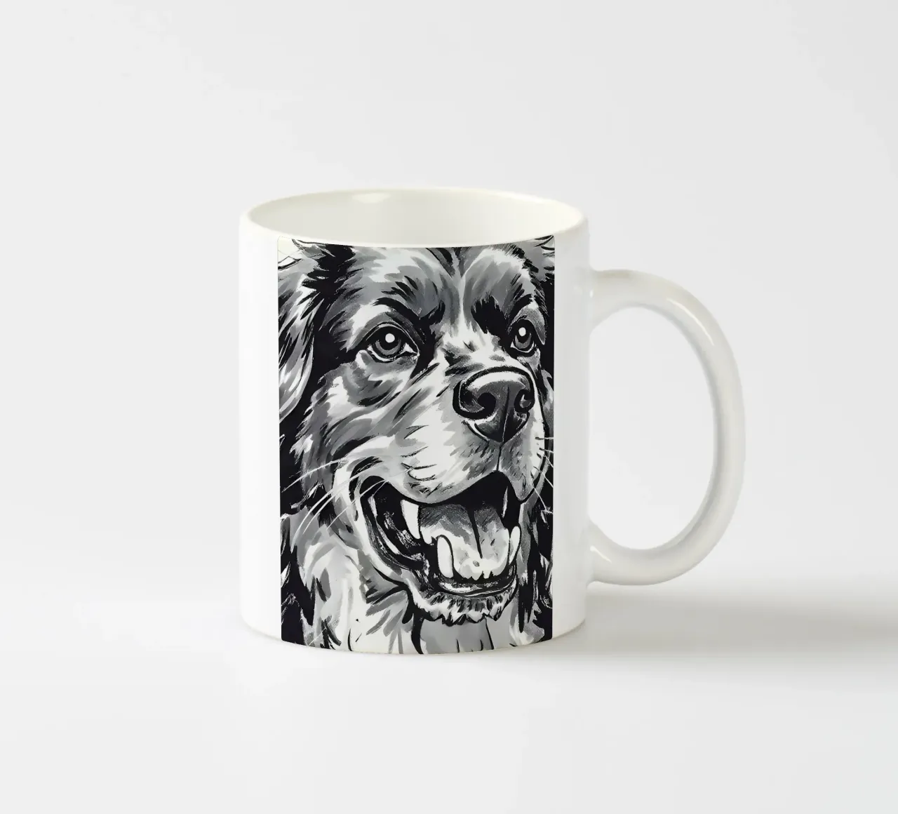 Ritratto di cane in bianco e nero tazza in ceramica da Damion Francis