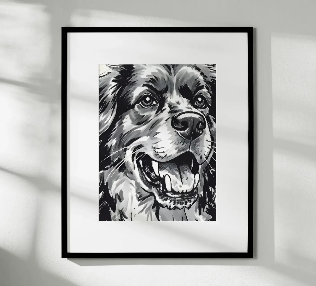 Ritratto di cane in bianco e nero carta hahnemühle da Damion Francis