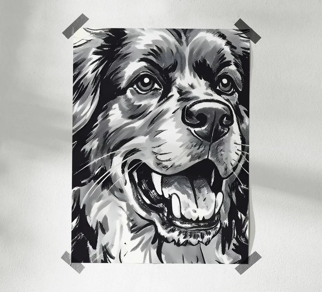 Ritratto di cane in bianco e nero carta hahnemühle da Damion Francis