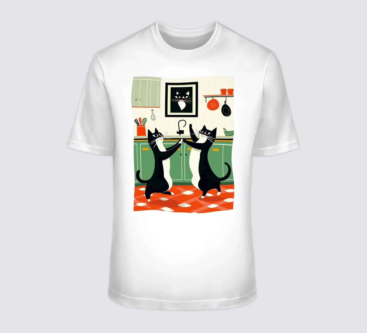 Gatti ballerini in cucina t-shirt da Damion Francis