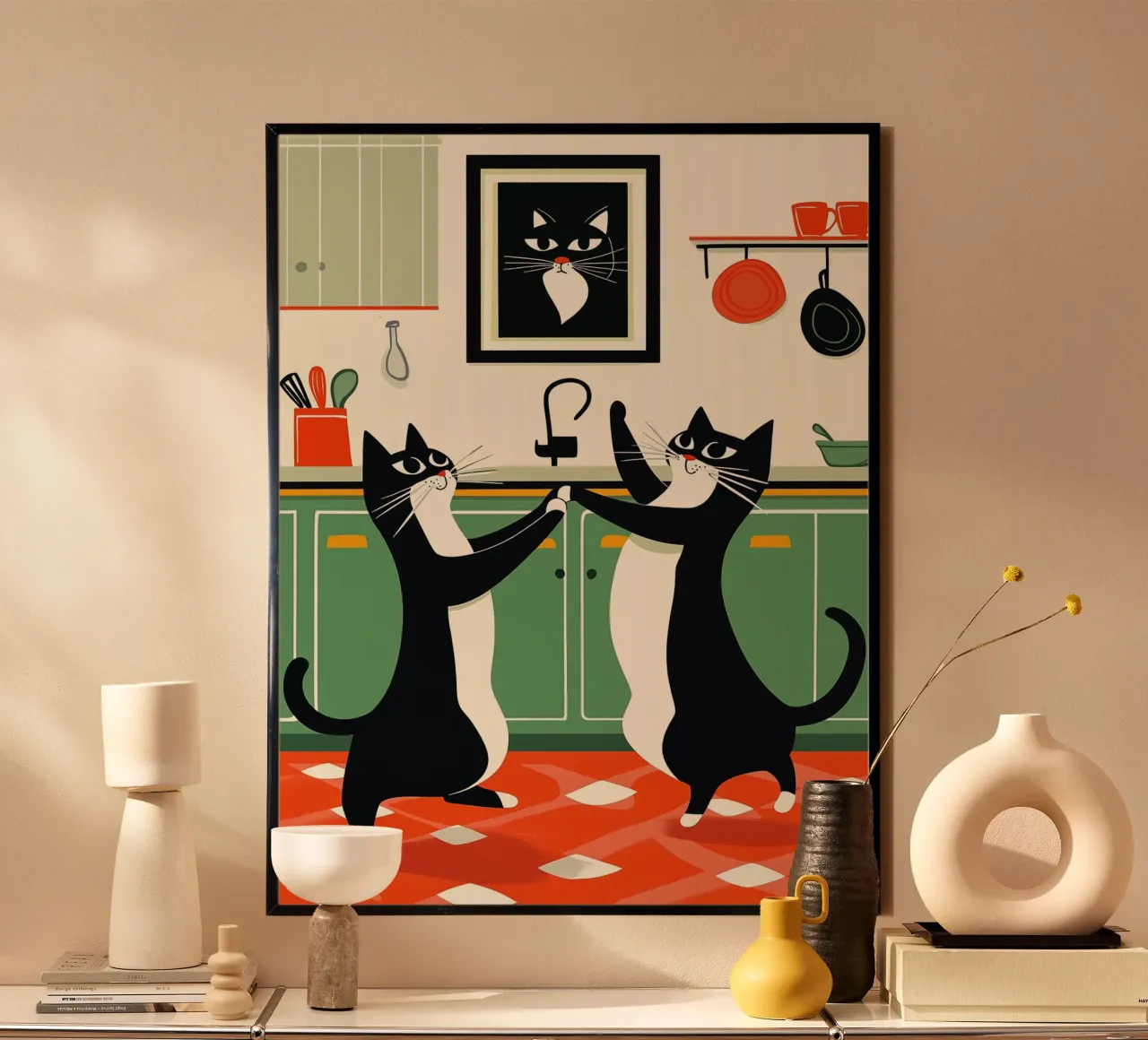 Gatti ballerini in cucina carta hahnemühle da Damion Francis