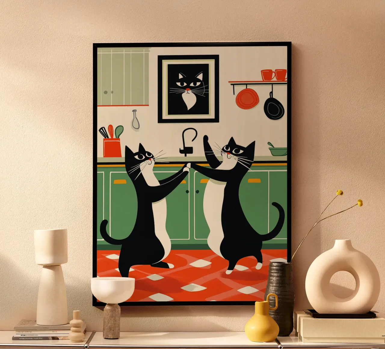 Gatti ballerini in cucina carta hahnemühle da Damion Francis