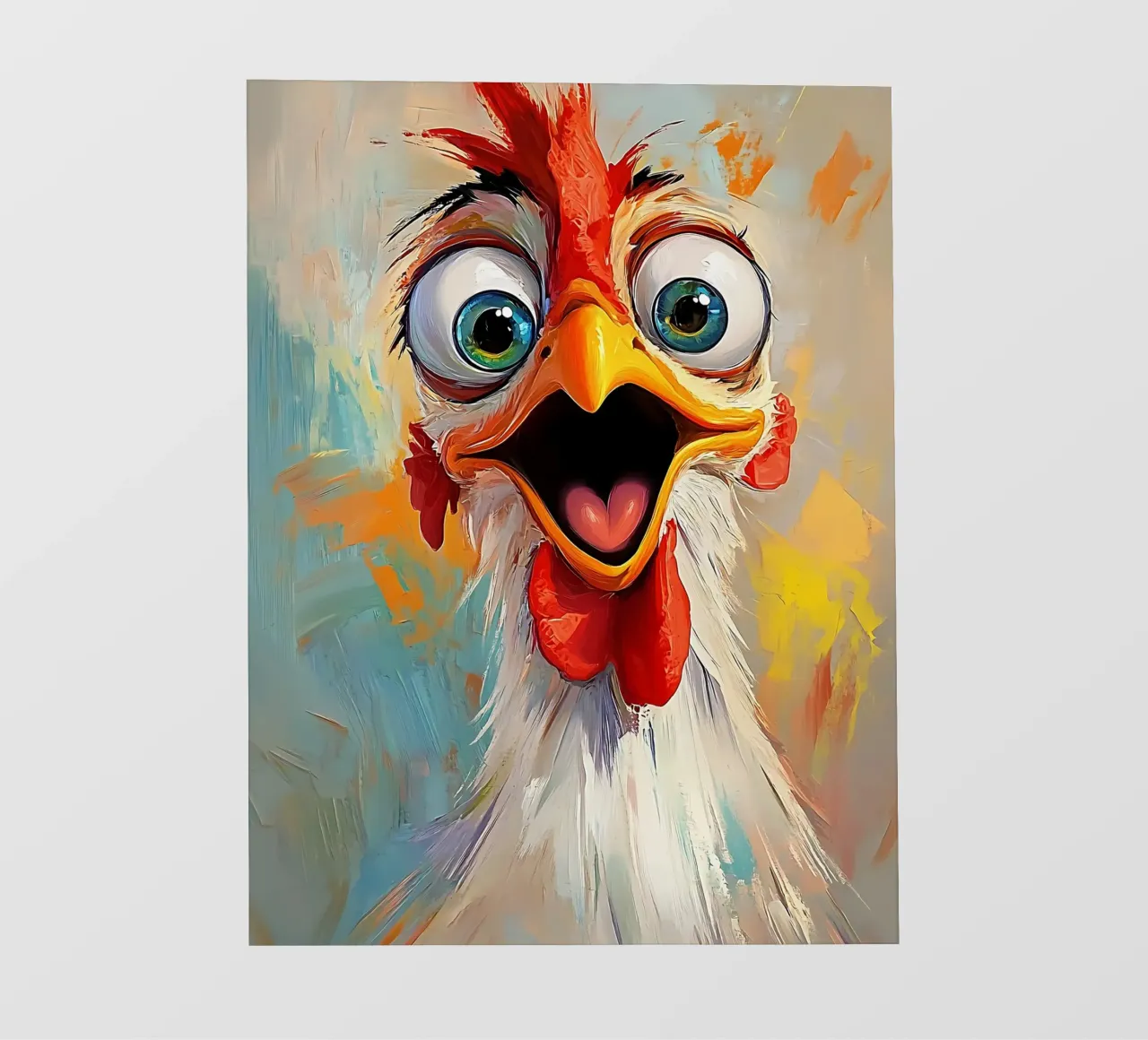 Divertente dipinto a olio di pollo telo in pvc da Damion Francis
