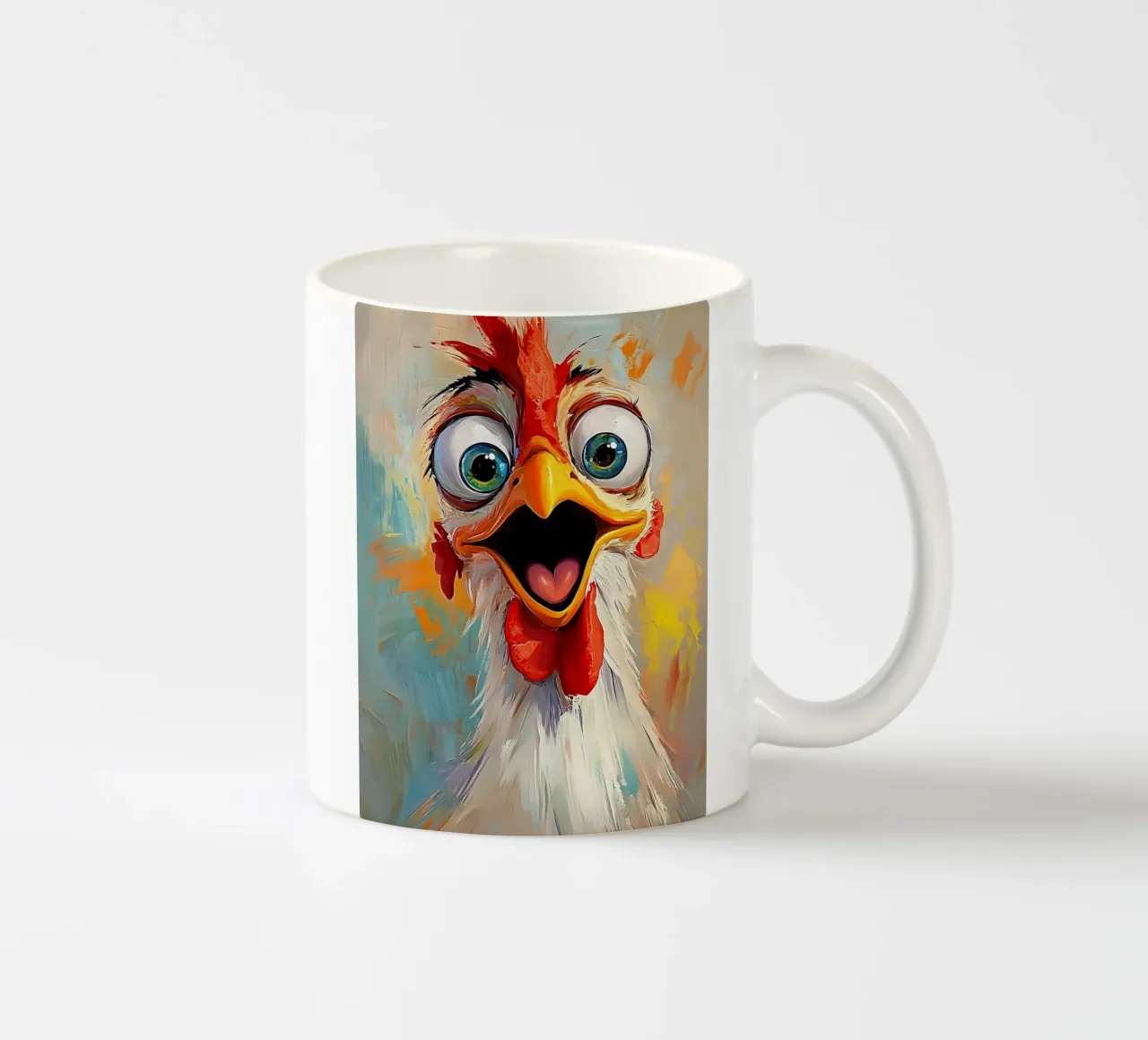 Divertente dipinto a olio di pollo tazza in ceramica da Damion Francis