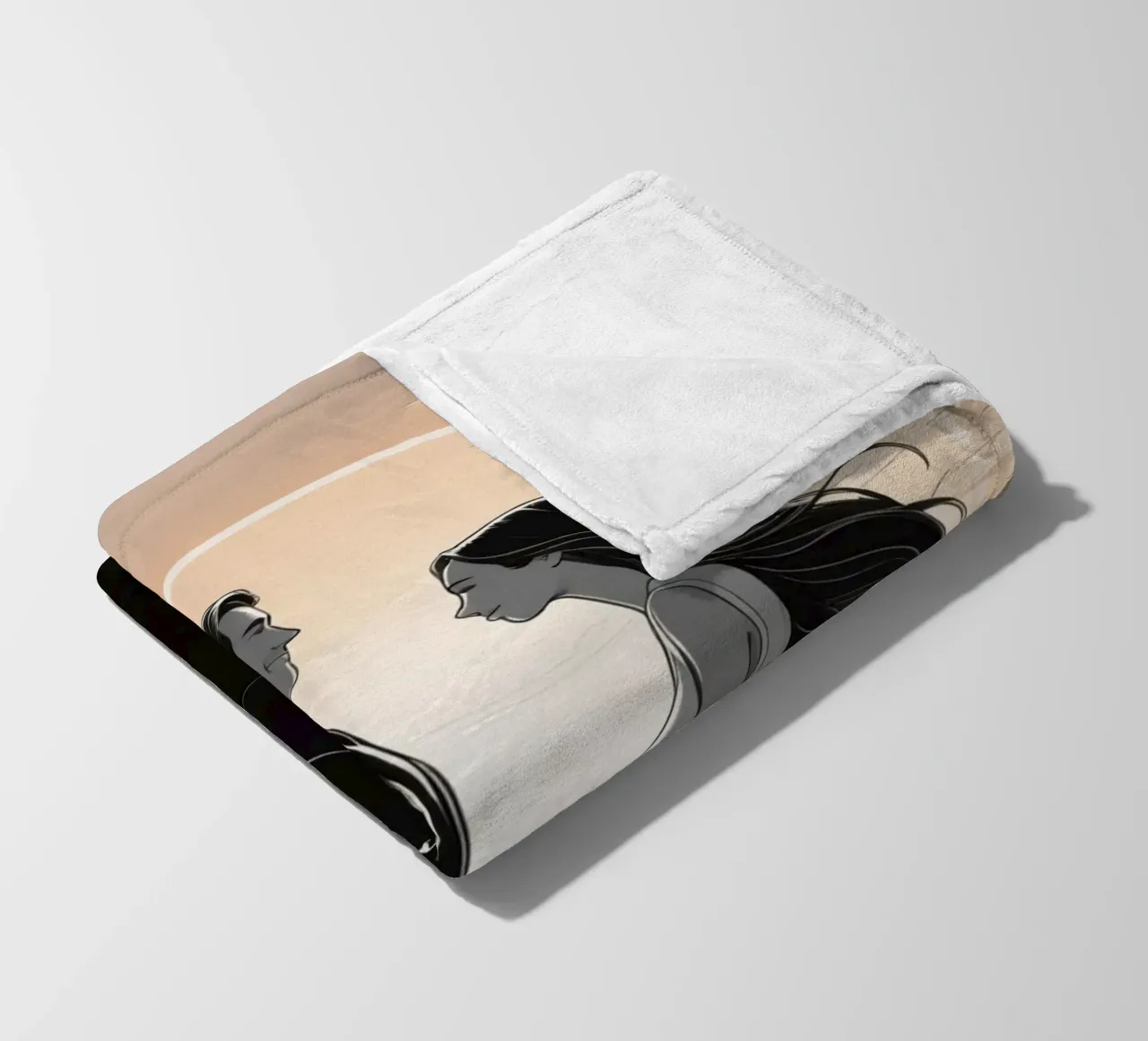 Coppia che si tiene per mano in una strada cittadina con sole ed edifici coperta in pile da DesignDoodle