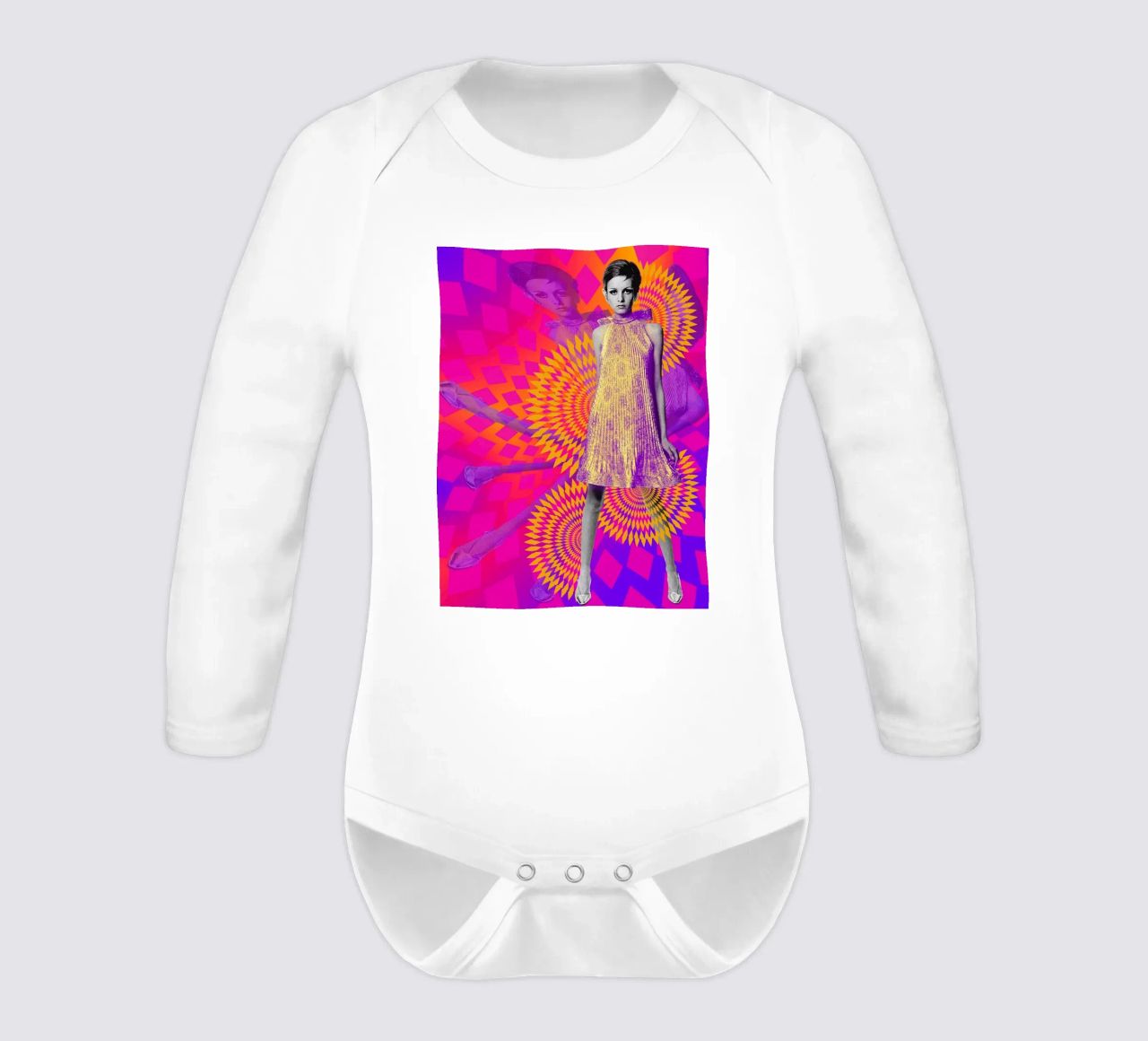 Supermodel Twiggy 1 - Supermodels of the Sixties Series body neonato maniche lunghe da DesmondBates