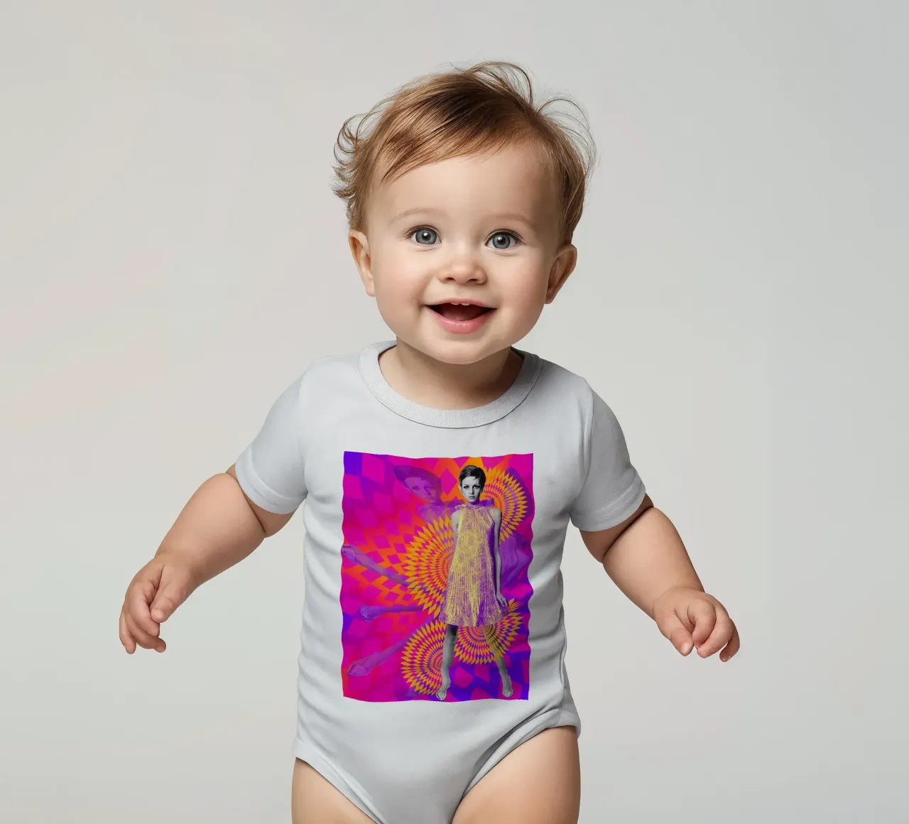 Supermodel Twiggy 1 - Supermodels of the Sixties Series body neonato maniche corte da DesmondBates