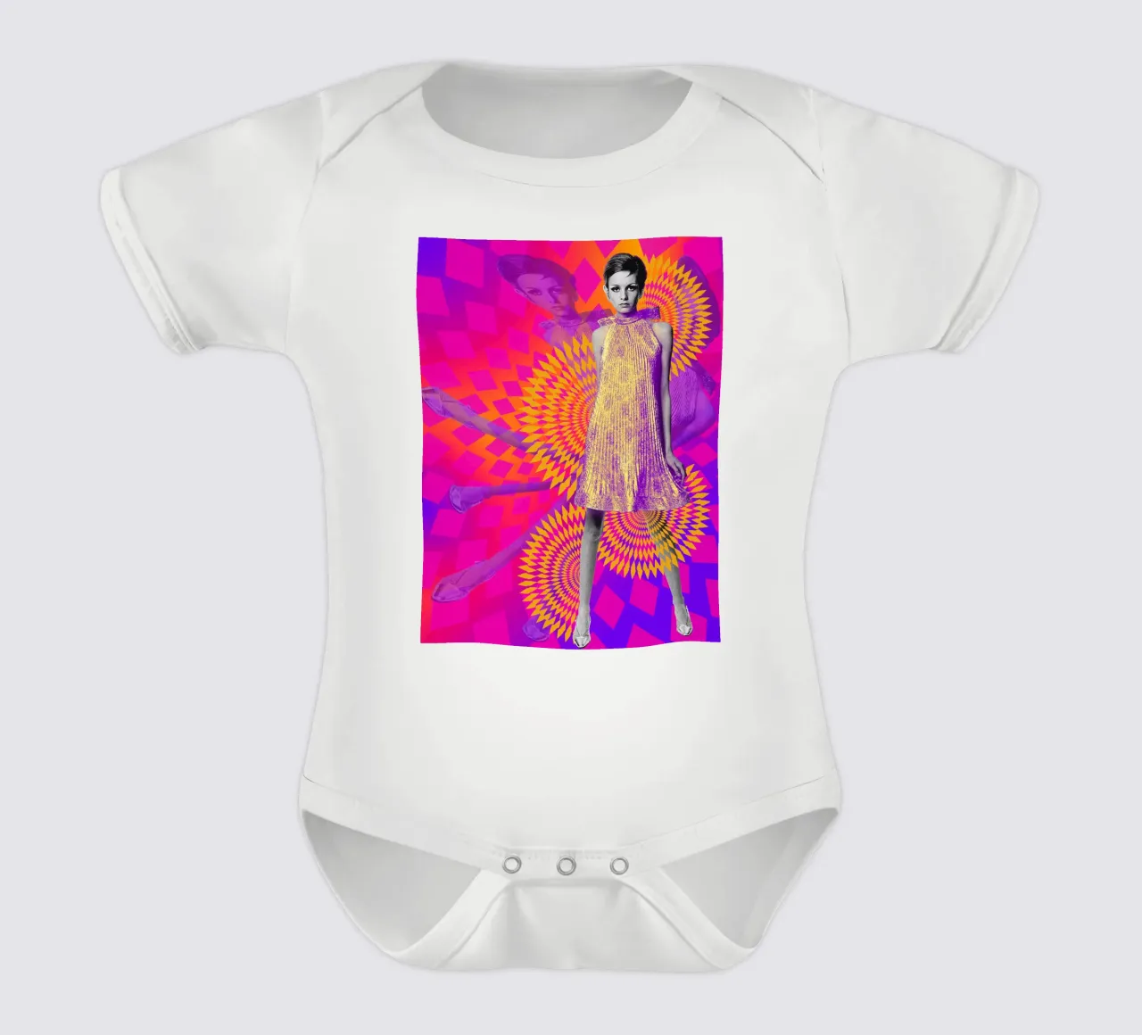 Supermodel Twiggy 1 - Supermodels of the Sixties Series body neonato maniche corte da DesmondBates