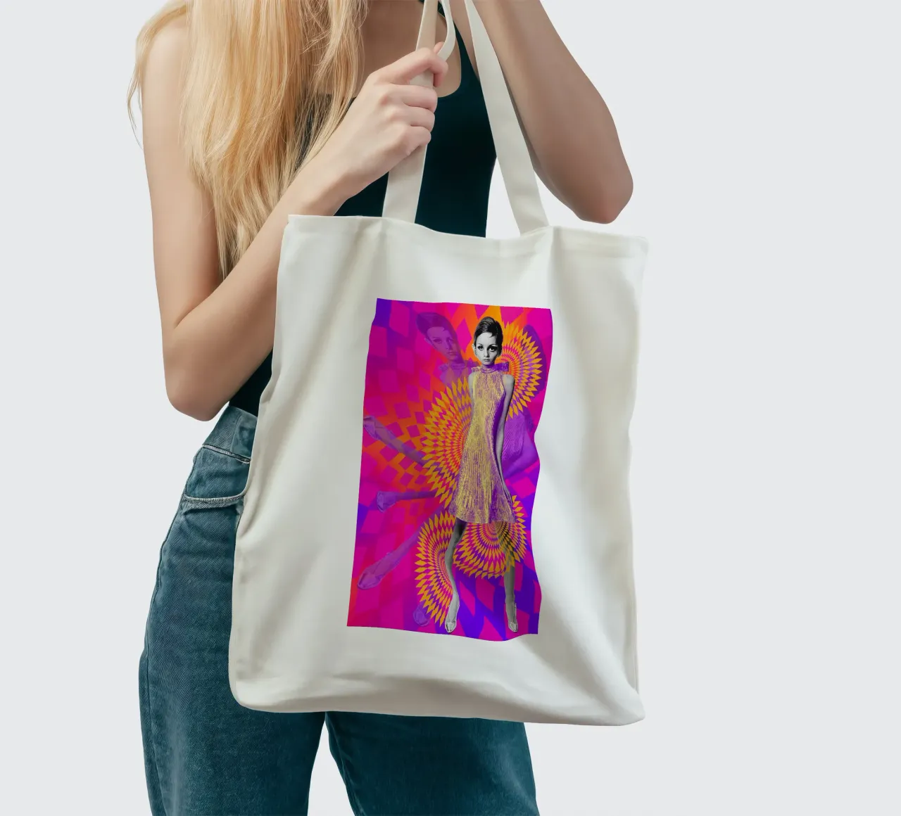 Supermodel Twiggy 1 - Supermodels of the Sixties Series borsa in juta da DesmondBates