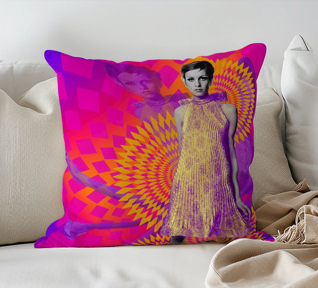 Supermodel Twiggy 1 - Supermodels of the Sixties Series cojín de DesmondBates