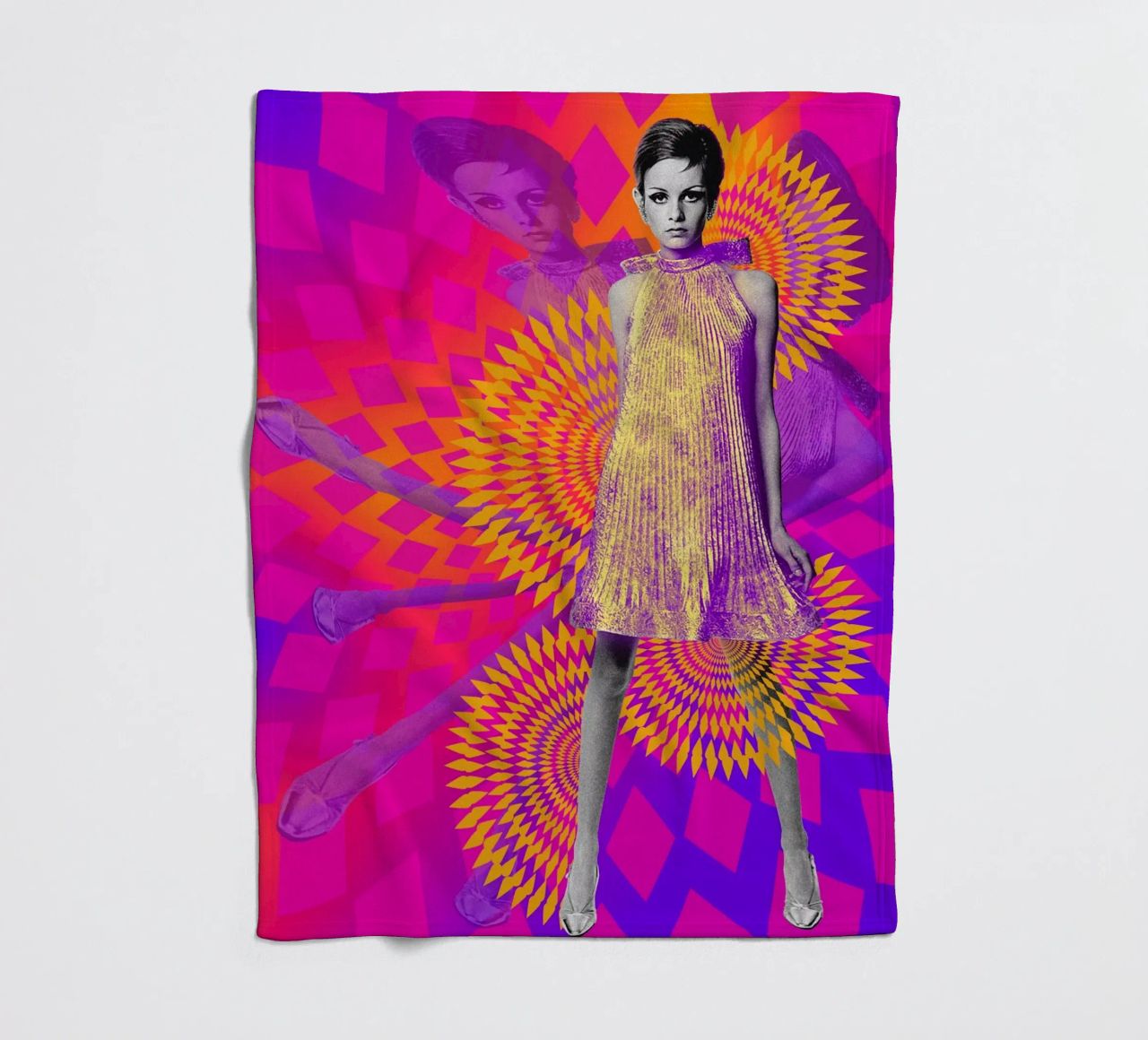 Supermodel Twiggy 1 - Supermodels of the Sixties Series manta de franela de DesmondBates